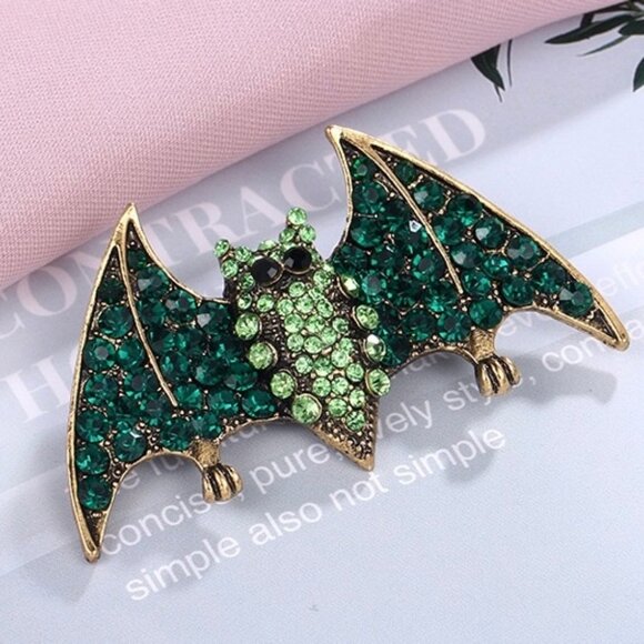 Bat Brooch Rhinestone Bat Brooch Halloween Brooch Rhinestone Bat Brooch - Picture 3 of 9